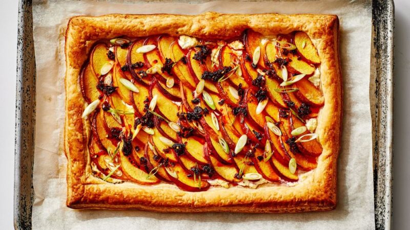 Peaches and Cream Puff Pastry Tart