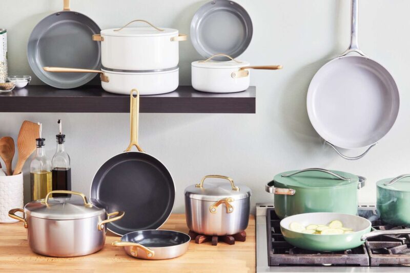 Cooking Set Comprised of Various Cookware, Primarily Made out Of Ceramic.