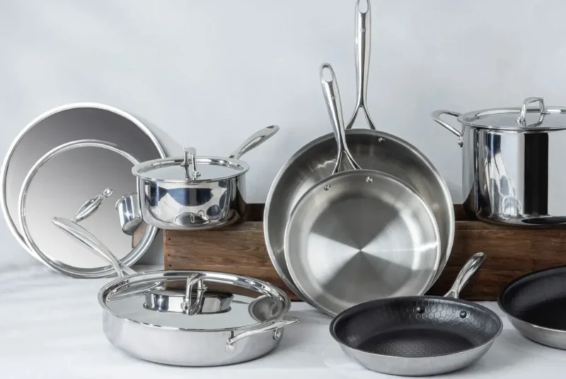 Stainless Steel Cookware. Concept for Pros and Cons of Stainless Steel Cookware