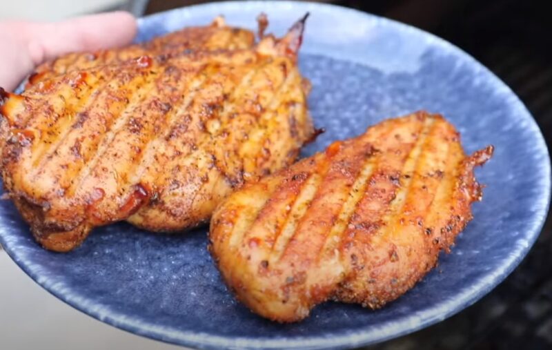 Smoked Boneless Traeger Chicken Breast serve