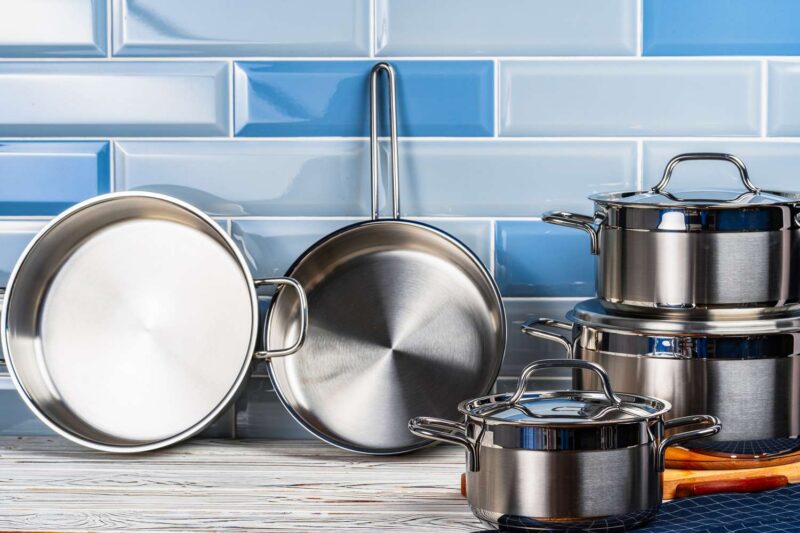 Aluminum Pans and Cookware. Concept for Cleaning Process of Aluminum Pans.