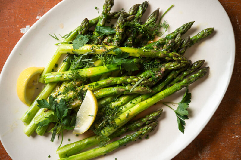 Plate of cooked Asparagus