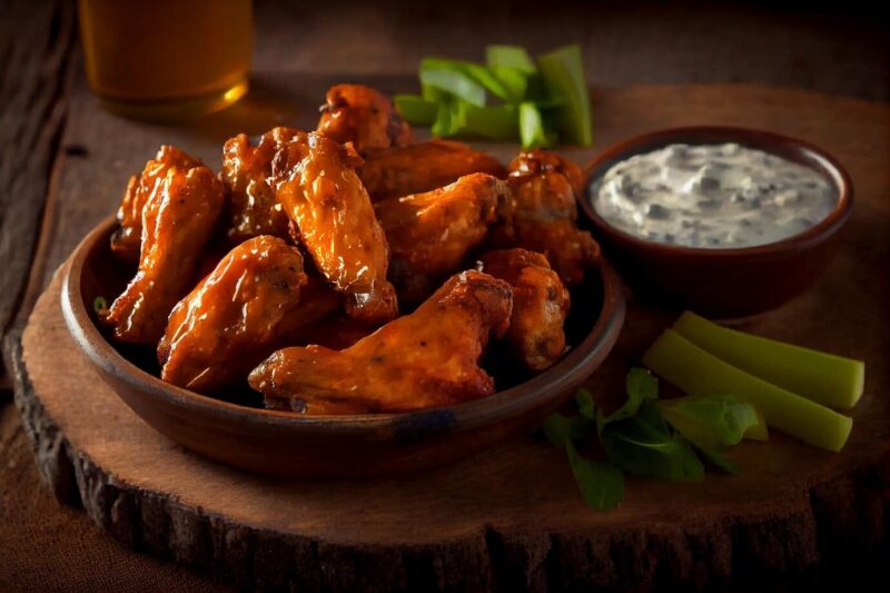 chicken wings on stone plate