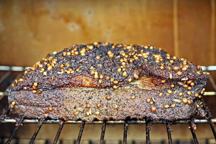 smoked brisket on cherry wook